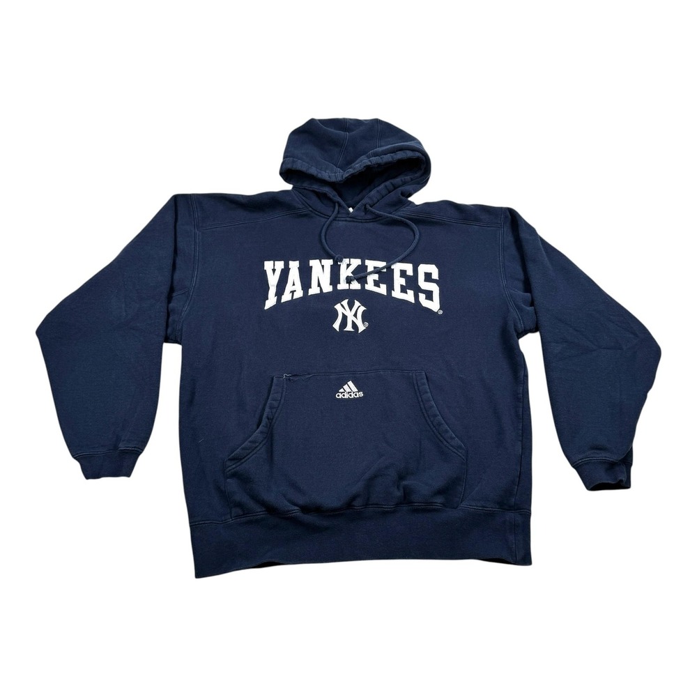 New York Yankees Hoodie Mens Medium Blue MLB Baseball Adidas Pullover Fleece